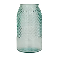 Blue Recycled Glass Spanish Decorative Jars 6" x 6" x 11"