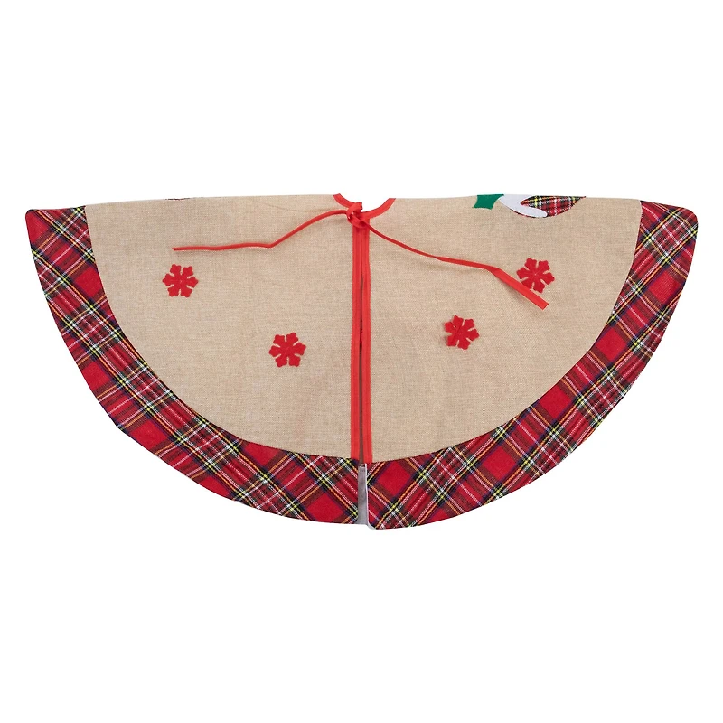 48" Christmas Puddings Burlap Plaid Tree Skirt