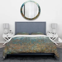 Designart 'Blue and Bronze Dots' Geometric Bedding Set