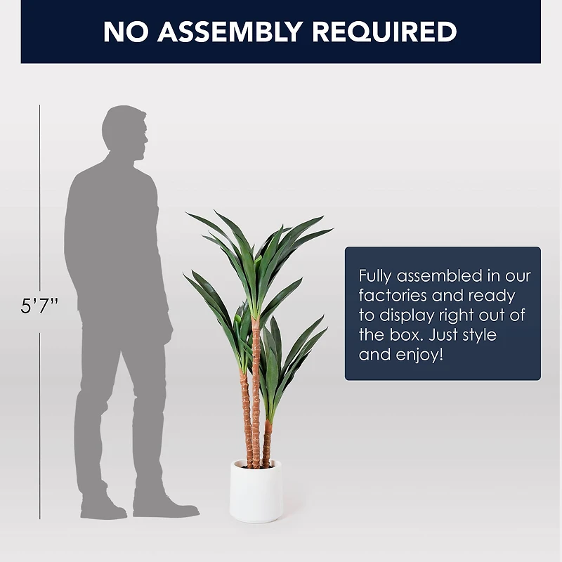 American Art Decor 48" Artificial Yuca Plant in a White Pot