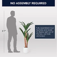 American Art Decor 48" Artificial Yuca Plant in a White Pot