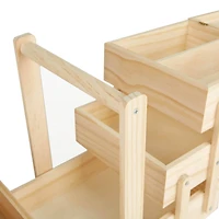 Mind Reader Brown Portable Wooden Sewing Storage Box Organizer