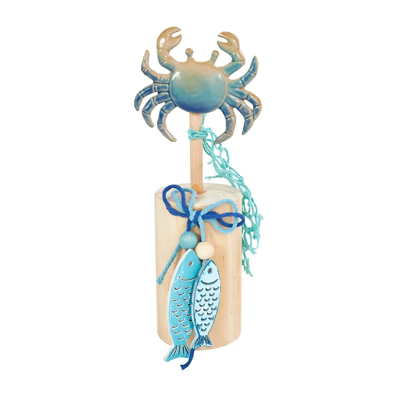 11" Blue Ceramic Sea Life Ombre Sculpture Set