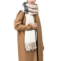 Glitzhome® 78" Cream & Black Stripe Scarf with Tassels