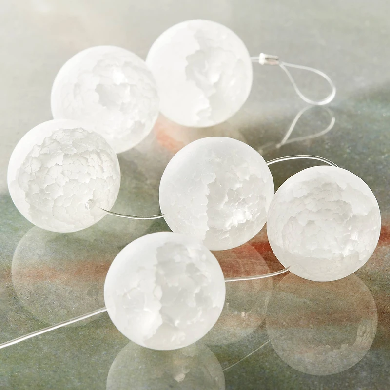 White Crackled Quartz Round Beads, 20mm by Bead Landing™