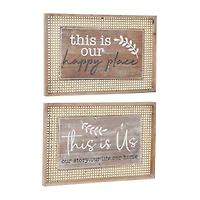 Set of 2 Brown Wood Farmhouse Wall Decor 24", 16"