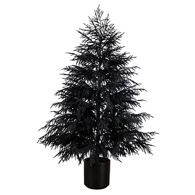 6ft. Artificial Halloween Real Touch Black Norfolk Pine Christmas Tree with Natural Look