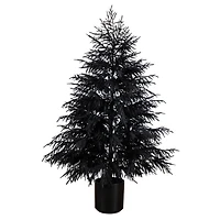 6ft. Artificial Halloween Real Touch Black Norfolk Pine Christmas Tree with Natural Look