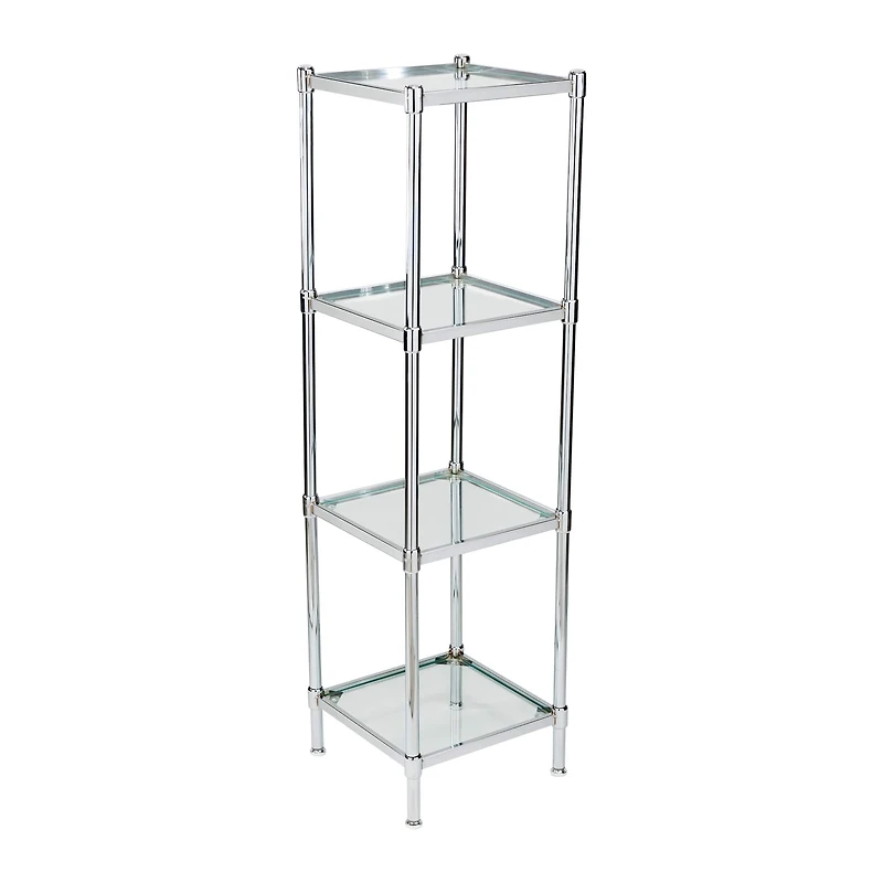 Organize It All Free Standing 4-Tier Glass Shelf Tower 