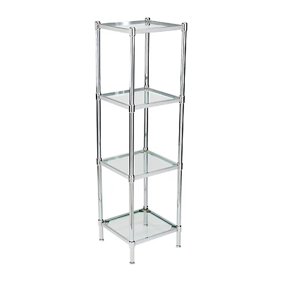 Organize It All Free Standing 4-Tier Glass Shelf Tower 