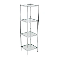 Organize It All Free Standing 4-Tier Glass Shelf Tower 