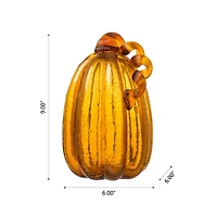 Glitzhome® Tall Crackle Glass Pumpkin, Amber