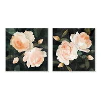 Stupell Industries Country Rose Garden Pink Green Nature Flower Painting,12" x 12"