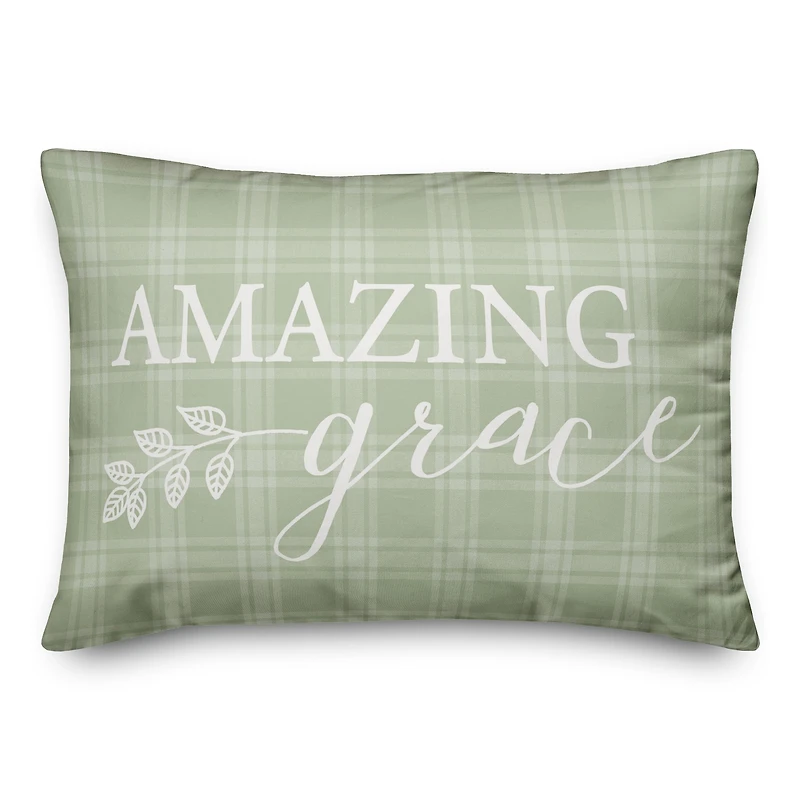 Amazing Grace Green Pillow 14" x 20" Throw Pillow