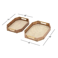 Light Brown Wood Traditional Tray Set