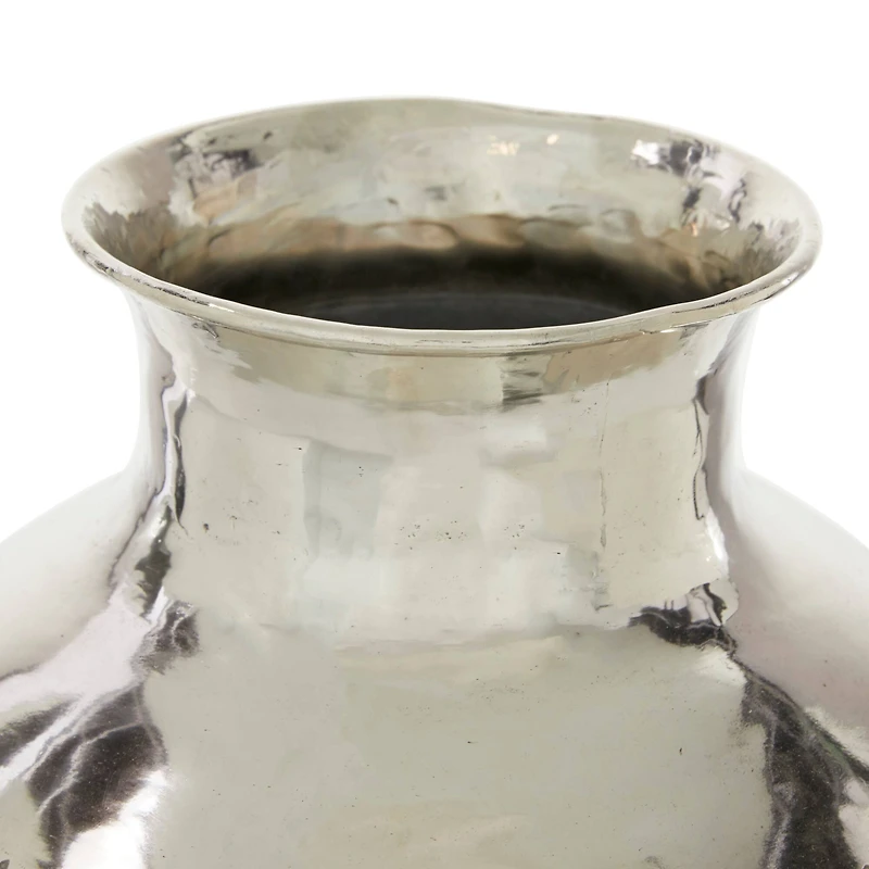 16" Silver Aluminum Contemporary Round Vase