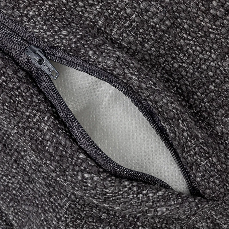 Hello Honey® Charcoal & Natural Cotton Blend Lumbar Pillow with Jute Embroidery