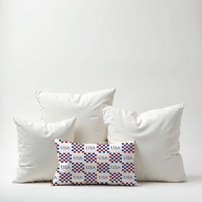 20" x 14" USA Check Pattern Indoor Outdoor Pillow