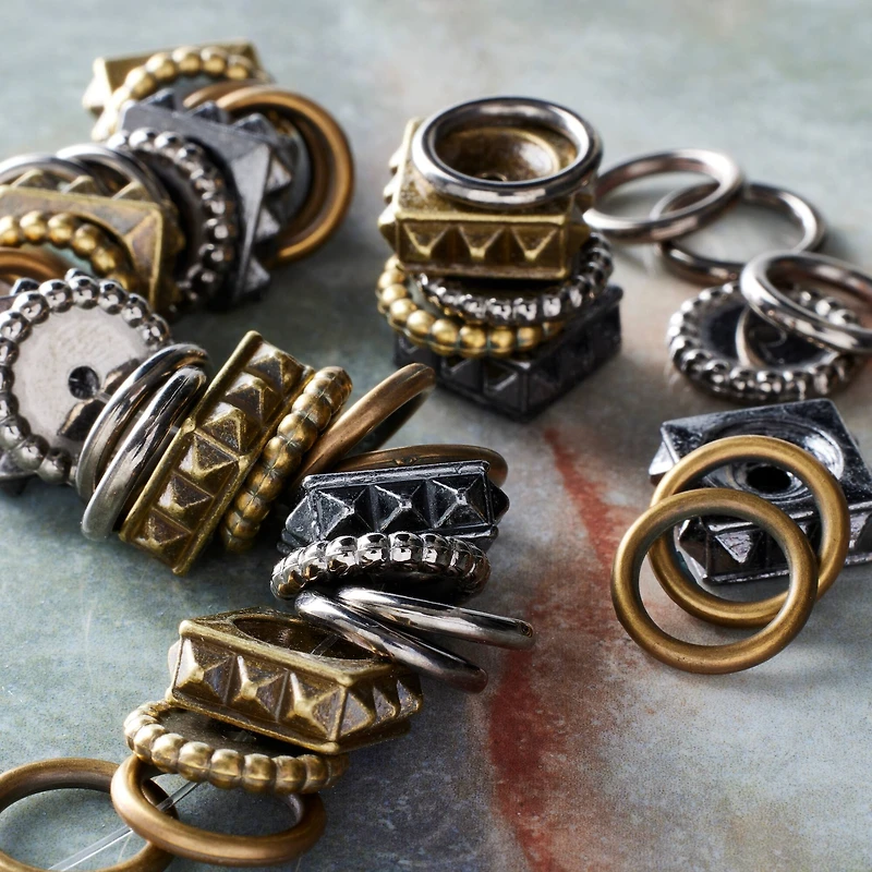 Metal-Plated Carved Acrylic Mixed Rondelle Beads by Bead Landing™
