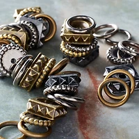 Metal-Plated Carved Acrylic Mixed Rondelle Beads by Bead Landing™