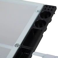 Studio Designs Futura Glass Top Craft Station with Folding Shelf in White