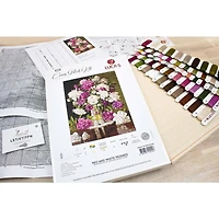 Luca-s Red And White Peonies Counted Cross Stitch Kit
