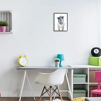 Stupell Industries Adorable T-Rex Dinosaur Blue Glasses Illustration Framed Giclee Art