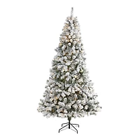 8ft. Pre-Lit Flocked West Virginia Fir Artificial Christmas Tree, Clear LED Lights