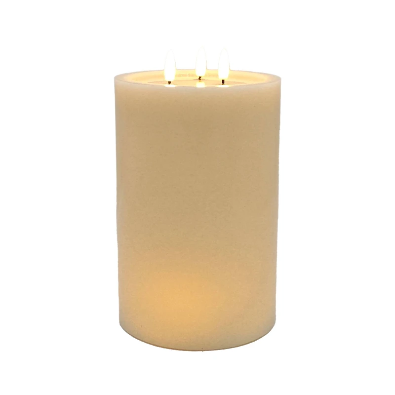 6" x 9" Flickering 3-Wick LED Wax Pillar Candle by Ashland