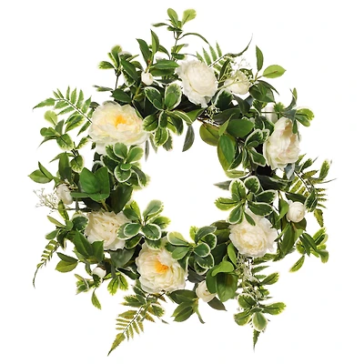 24" Spring Cream Peony & Camellia Wreath