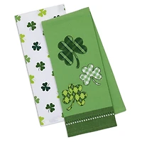 DII® Green & White Shamrock Lucky Day Dishtowels, 2ct.
