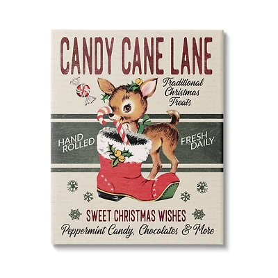 Stupell Industries Candy Cane Lane Vintage Reindeer Boot Canvas Wall Art