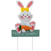 18.75" Bunny with Carrot Happy Easter Outdoor Garden Stake