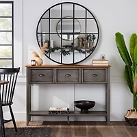 Walker Edison 52" Reclaimed Barnwood & Gray 3-Drawer Buffet Table