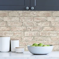 InHome White Washed Denver Brick Peel & Stick Wallpaper