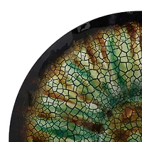 18" Green & Turquoise Glass Glam Decorative Plate with Stand