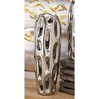 21" Silver Ceramic Contemporary Vase