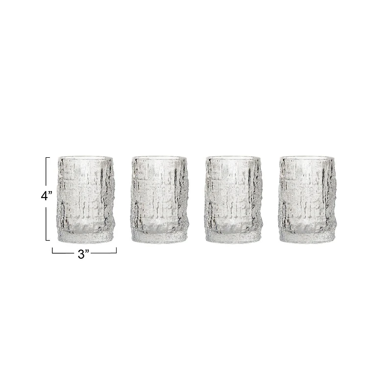 Hello Honey® 10oz. Clear Glass Embossed Design Drinking Glasses, 4ct.