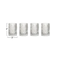 Hello Honey® 10oz. Clear Glass Embossed Design Drinking Glasses, 4ct.