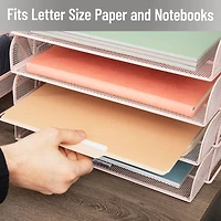 Mind Reader Stackable Paper Tray, Desktop Organizer, File Storage, Office, Metal Mesh, 4 Pcs