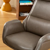 Glitzhome® Mid-Century Modern Faux Leather Adjustable High Back Swivel Office Chair
