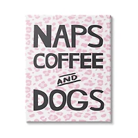 Stupell Industries Naps Coffee Dogs Daily Essentials Pink Cheetah Print Canvas Wall Art