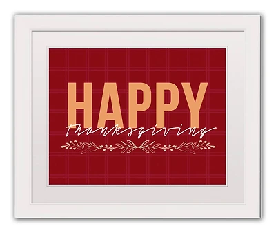 Happy Thanksgiving Red White Framed Print Under Plexiglass