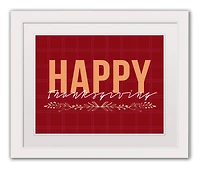 Happy Thanksgiving Red White Framed Print Under Plexiglass