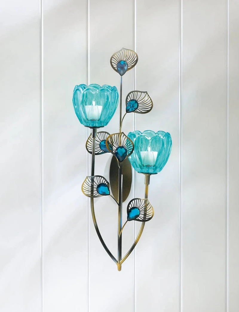14'' Peacock Blossom Candle Wall Sconce