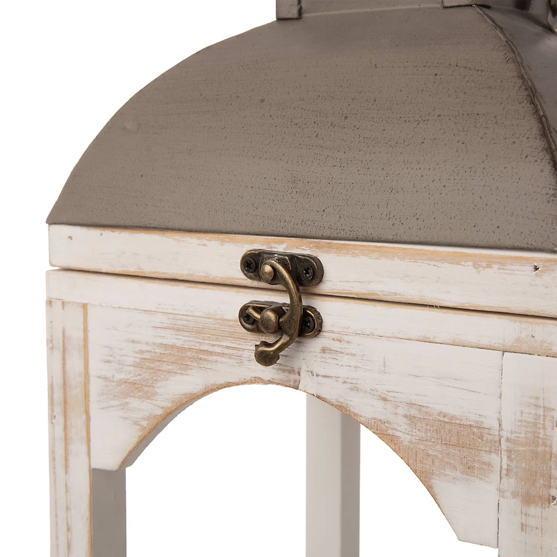 Glitzhome® White Wooden Modern Farmhouse Lantern Set