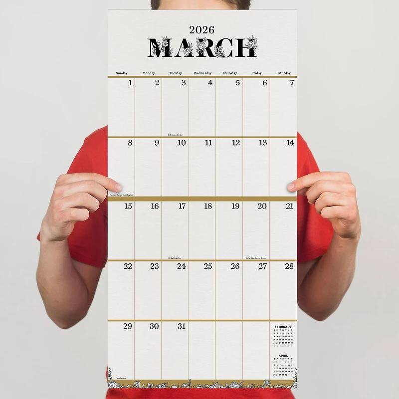 2026 Big Grid-Floral Wall Calendar
