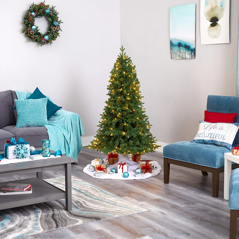 5ft. Pre-Lit Vermont Fir Artificial Christmas Tree with Clear LED Lights