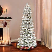 7.5ft. Pre-Lit Flocked Slim Montville Spruce Artificial Christmas Tree, Clear Lights