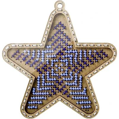 Wonderland Crafts Blue Star Bead Embroidery on Wood Kit